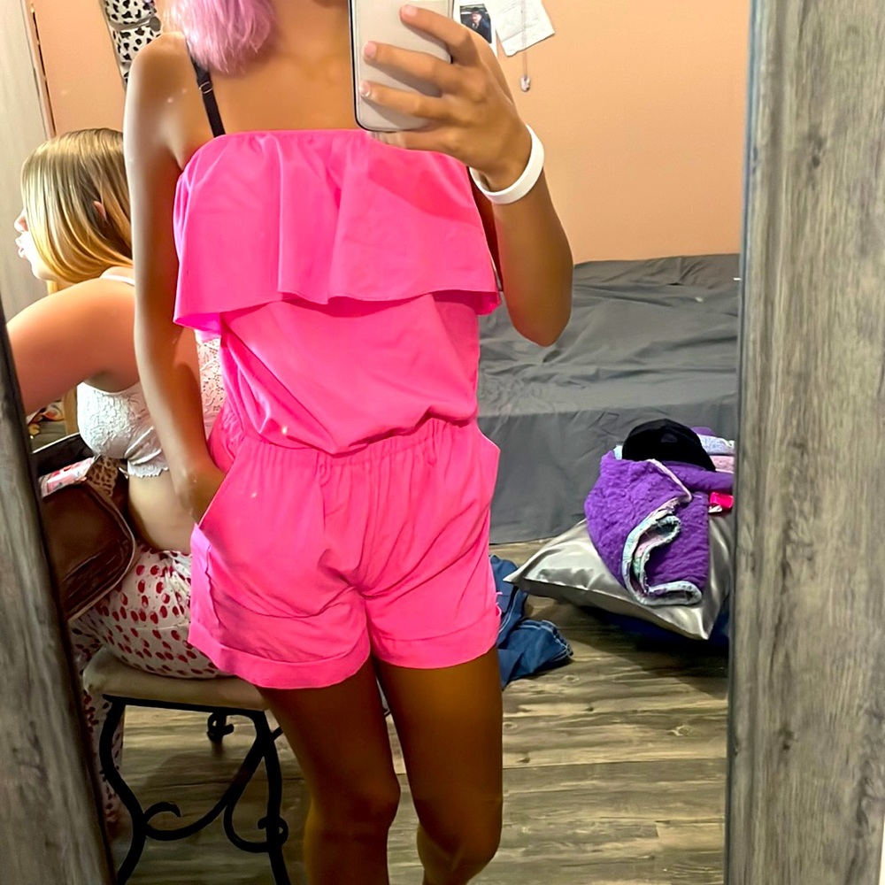 hot pink romper